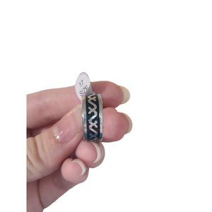 Unisex Metal Design Ring, Stainless Steel,  Size 7